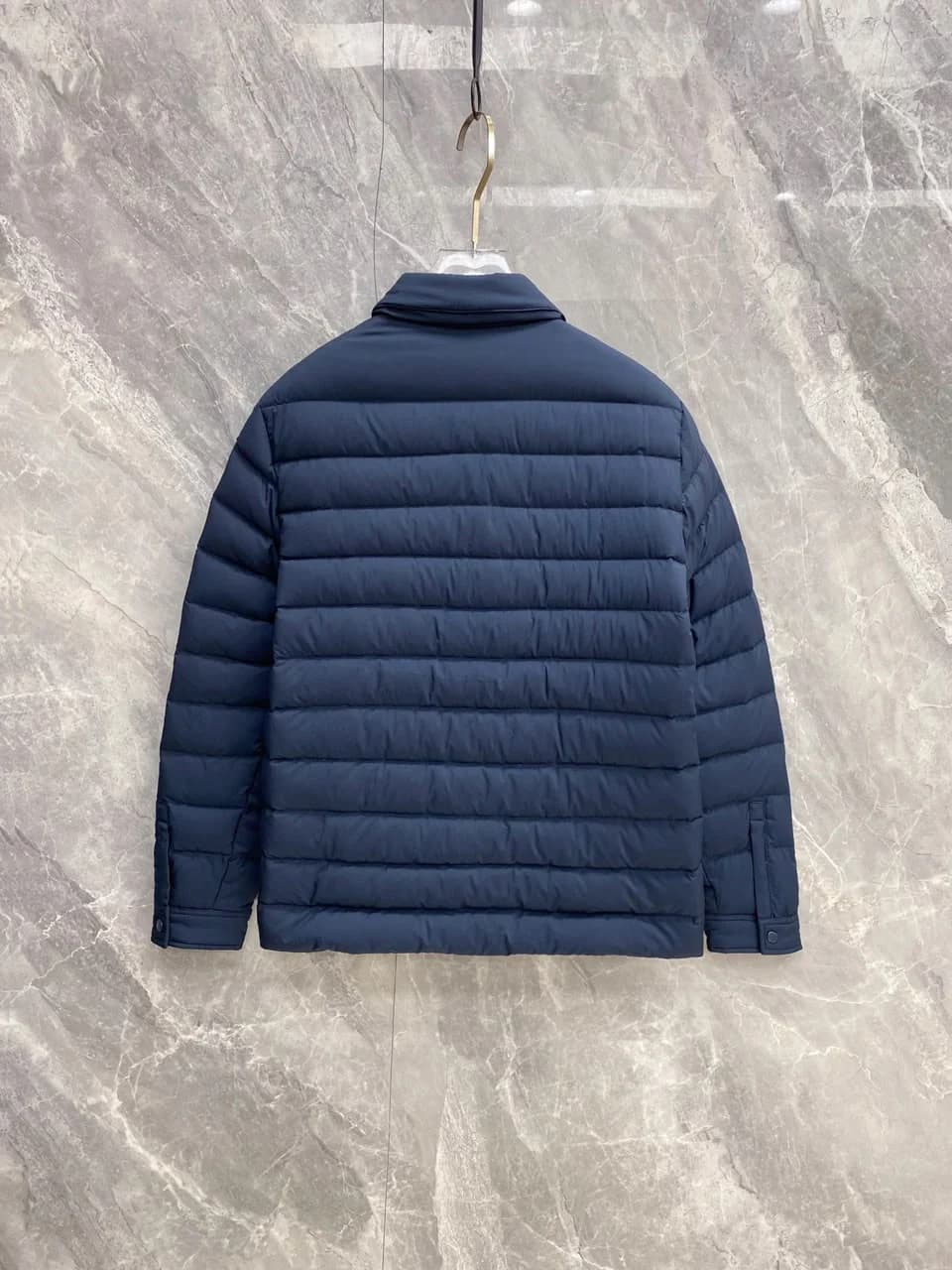 Prada Gewatteerde Jas met Borstzakken — Donkerblauw