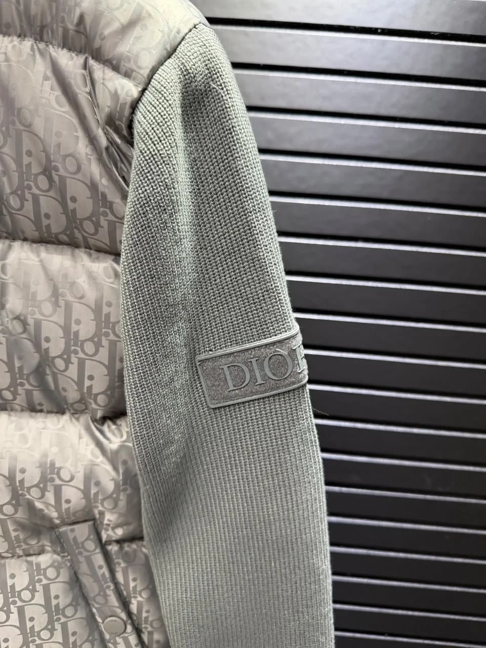 Dior Oblique Jas met Gebreide Mouwen — Zwart / Grijs foto 4